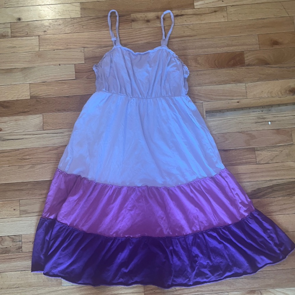Faded Glory Lavender Pink Purple Tiered Maxi Dress
